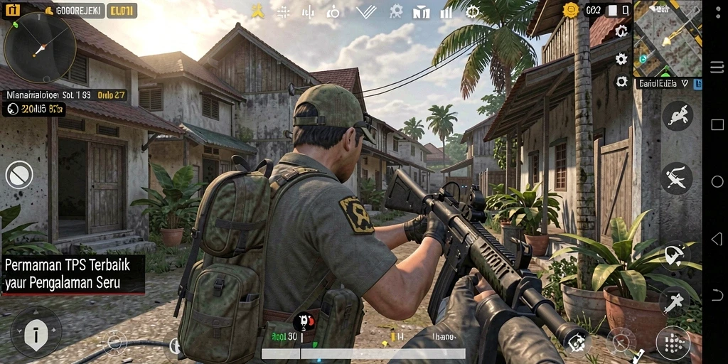 Screenshot menampilkan aksi seru dalam gameplay TPS GOGOREJEKI.