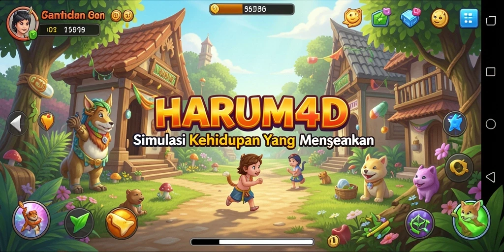 Tampilan gameplay simulasi kehidupan di HARUM4D yang menarik.