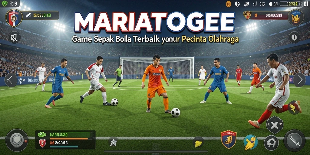 Tampilan gameplay <strong>MARIATOGEL</strong> yang menampilkan aksi sepak bola seru.