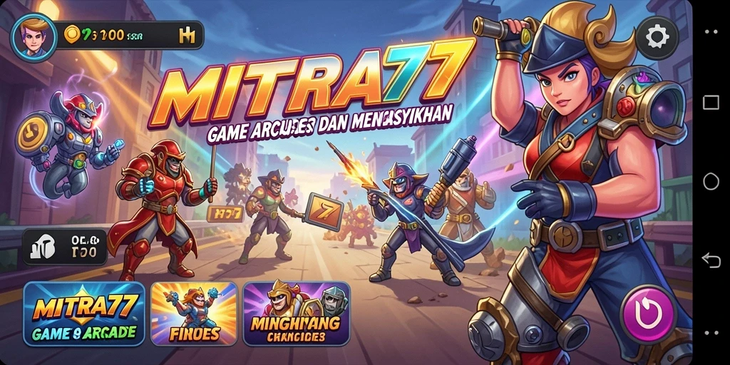 Tampilan gameplay seru dari MITRA77 dengan karakter dan level yang menarik.