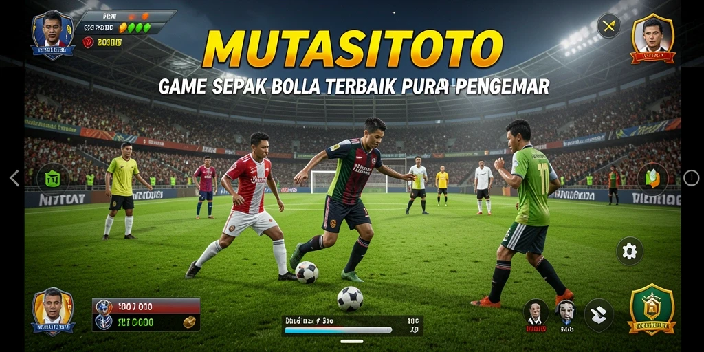 Tampilan gameplay MUTASITOTO dengan aksi sepak bola yang seru.