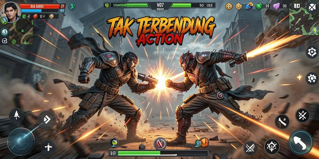 Tampilan gameplay V07 yang penuh aksi dan memukau.