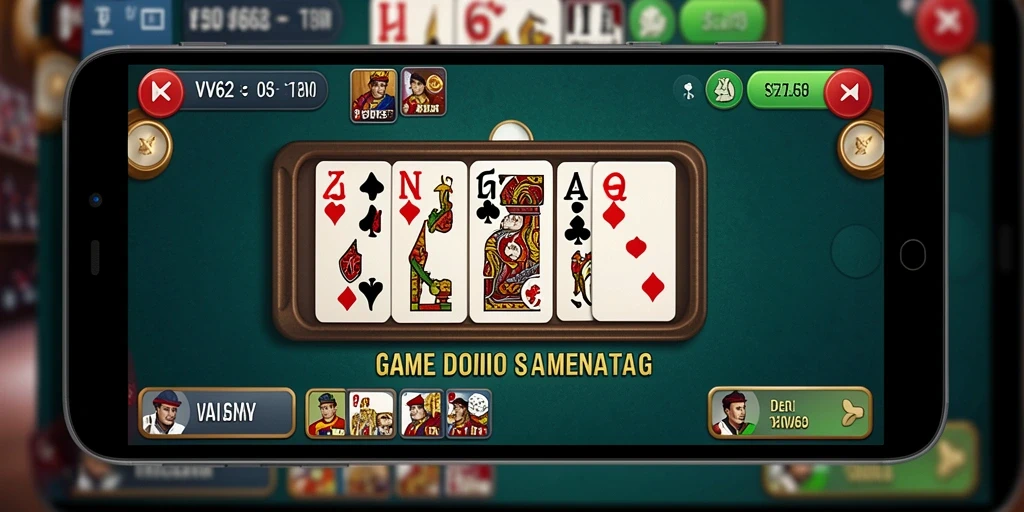 Tampilan screenshot utama VV62 menampilkan aksi seru gameplay Domino.