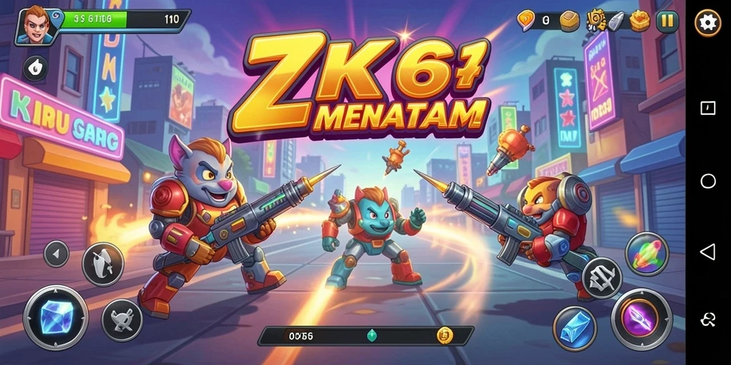 Tampilan gameplay seru dalam game Arcade ZK6 yang mendebarkan.
